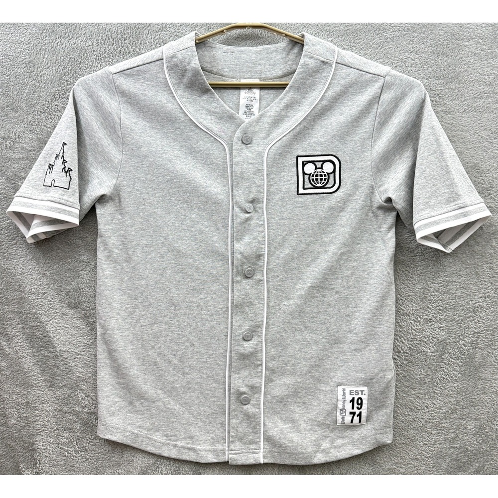 Disney Parks Baseball Jersey Adult Small Gray Walt Disney World Mickey Shirt